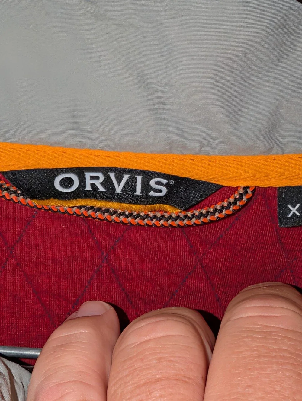 Orvis Quilted Quarter T Snap Pullover Mens XL Navy 2EG2 Outdoor Hiking Trout Bum